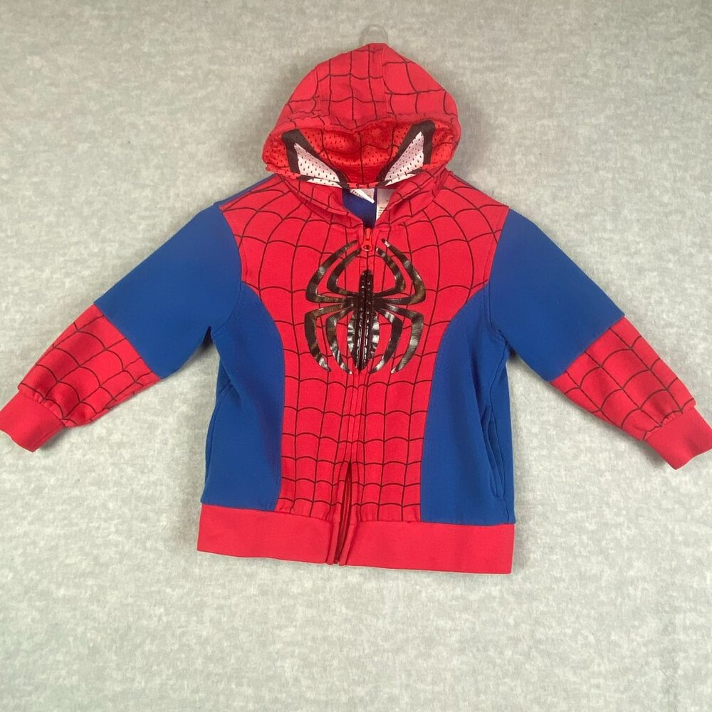 Kids Marvel Spiderman Hoodie - Size 5 - Zip Up with Spiderman Eye Mask